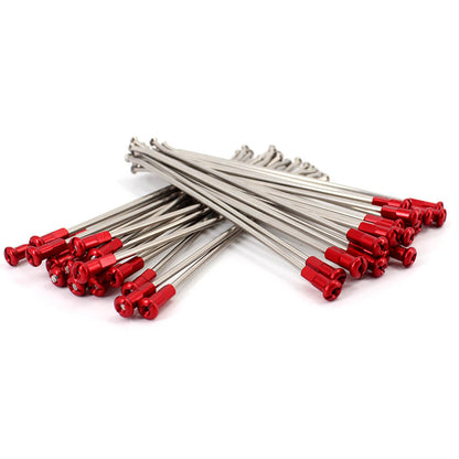 KKE FRONT 1.6*21 STAINLESS STEEL SPOKE SET WITH ALLOY RED NIPPLE FOR HONDA CRF250R CRF250X CRF450R CRF450X SILVER