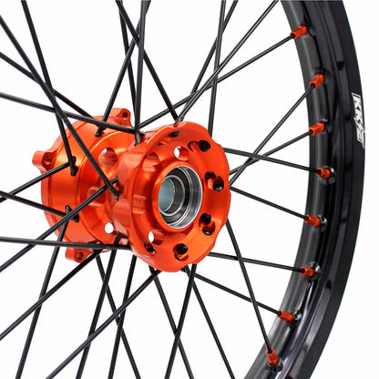 KKE 19"×1.6/16"×1.85 Spoke Kid's Big Wheels Rims Fit KTM SX 85 2003-2020 Orange Nipples & Black Spokes
