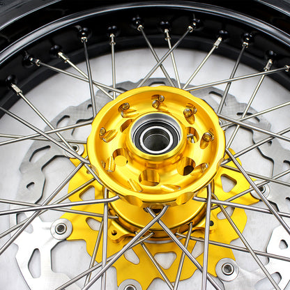 KKE 3.5 & 4.25*17inch Supermoto Rims Tires for SUZUKI RMZ250 2007-2025 RMZ450 2005-2025 Gold