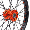 KKE 17/14 Spoked Kid's Small Wheels For KTM SX85 2021-2024 Orange Nipples & Black Spokes