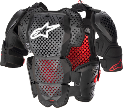 A 10 V2 Full Chest Protector Anthracite/Black/Red Md/Lg