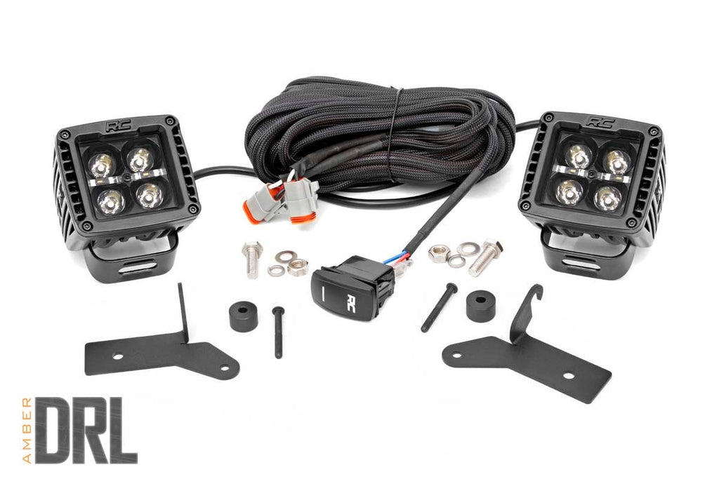 LED Light Kit | Hinge Mount | 2" Black Pair | Amber DRL | Jeep Gladiator JT/Wrangler JL (18-25) | 70052DRLA