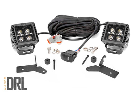 LED Light Kit | Hinge Mount | 2" Black Pair | Amber DRL | Jeep Gladiator JT/Wrangler JL (18-25) | 70052DRLA