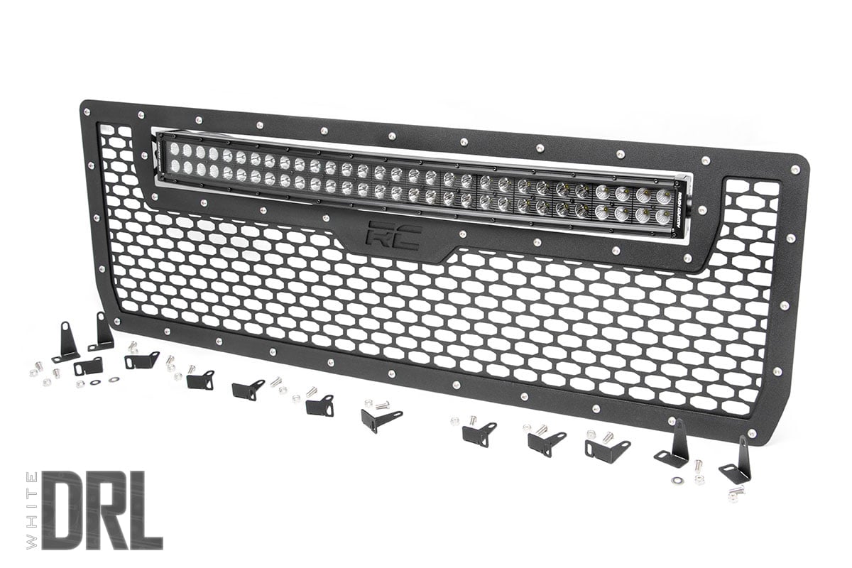 Mesh Grille | 30" Dual Row LED | Black | White DRL | GMC Sierra 1500 (14-15) | 70190DRL