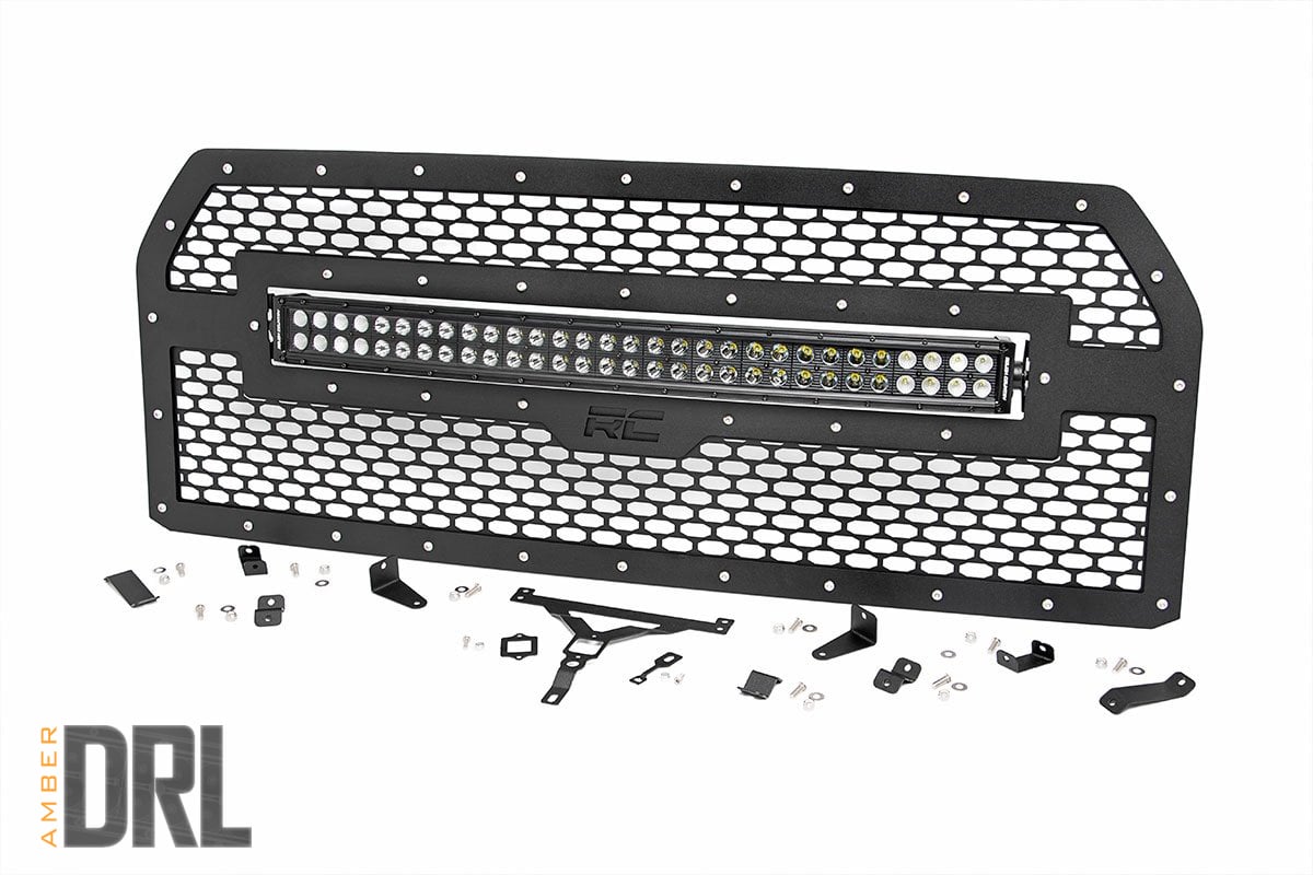 Mesh Grille | 30" Dual Row LED | Black | Amber DRL | Ford F-150 (15-17) | 70193BDA