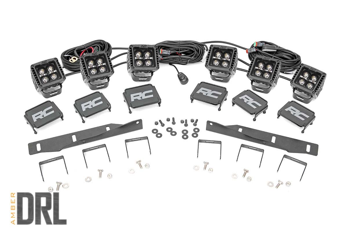 LED Light Kit | Fog Mount | Triple 2" Black Pair | Amber DRL | Ford Raptor (17-20) | 70700DRLA