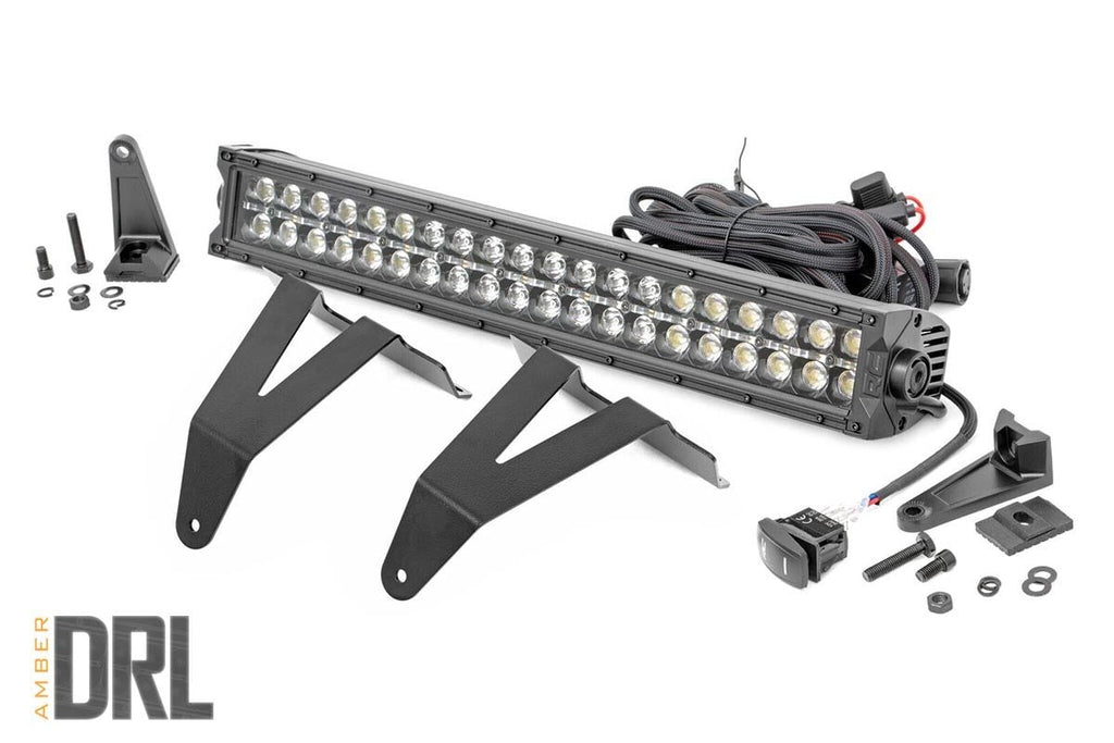 LED Light Kit | Bumper Mount | 20" Black Dual Row| Amber DRL | Ram 1500 (19-24) | 70779DRLA