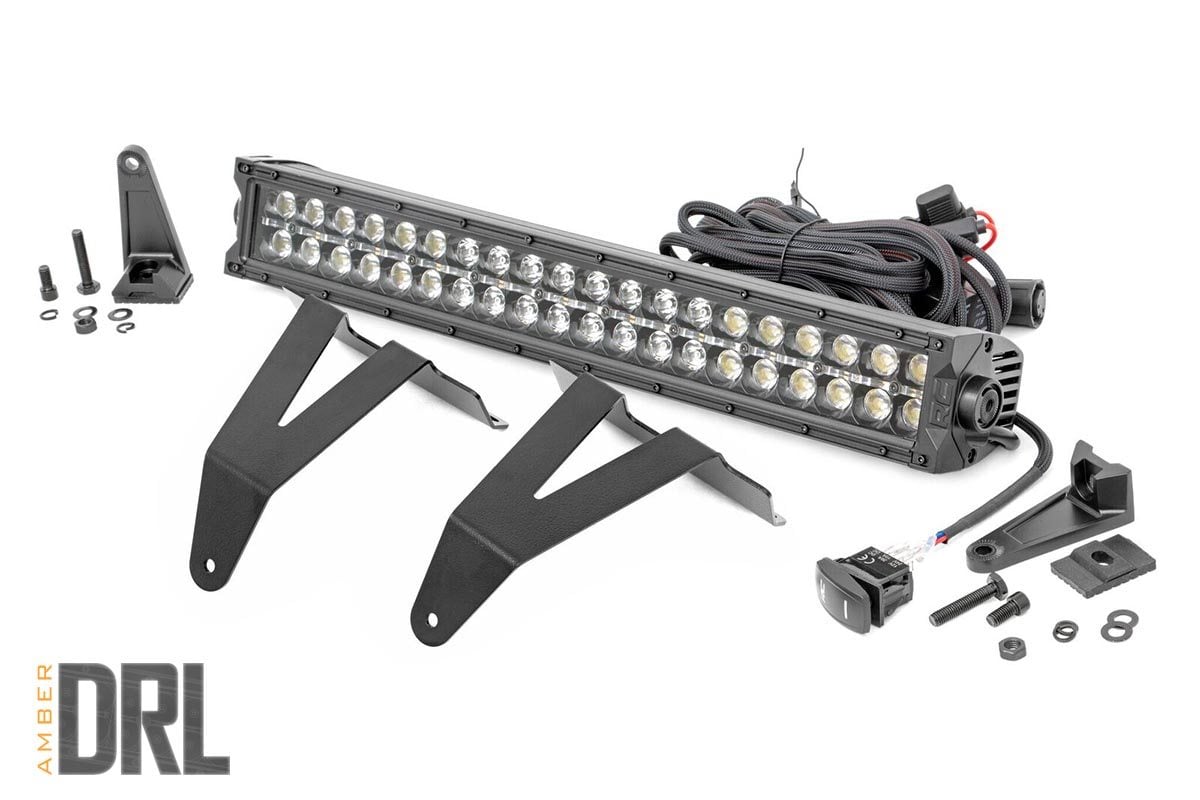 LED Light Kit | Bumper Mount | 20" Black Dual Row| Amber DRL | Ram 1500 (19-24) | 70779DRLA