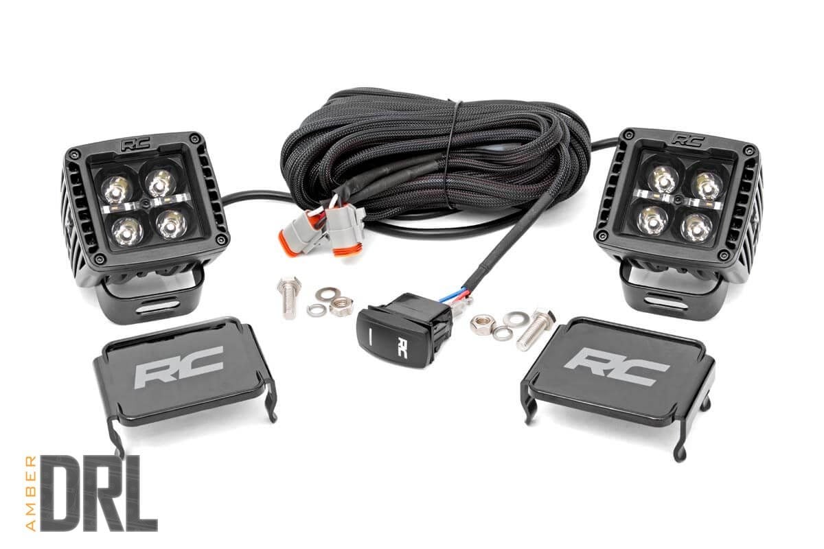 2 Inch Black Series LED Light Pods | Spot | Square |  Amber DRL | 70903BLKDRLA