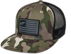 Flag Flat Trucker Hat Green Camo/ Black