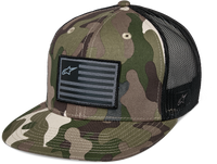 Flag Flat Trucker Hat Green Camo/ Black