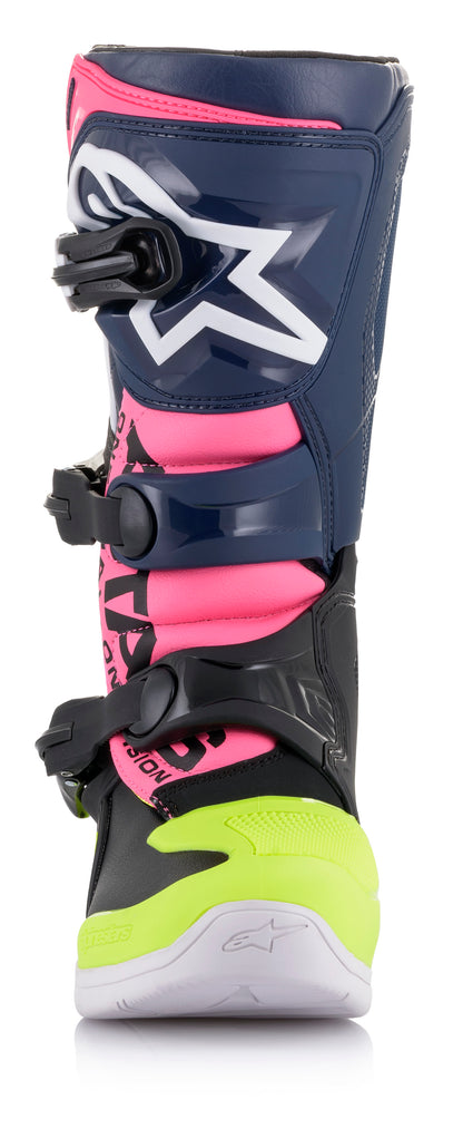 Alpinestars Tech 3s Youth Boots Black/Dark Blue/Pink Fluo Size 08