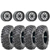 Valor V07 Satin Gaphite Beadlock Wheels + Maxxis Carnivore Tires (Mounted UTV Kit) | 4/137 Bolt Pattern PlanetSXS