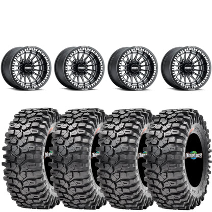 Metal FX Delta 15x10 Beadlock Wheels (Black Contrast Cut) on Maxxis Roxxzilla Tires – Ultimate Rock Crawling Combo