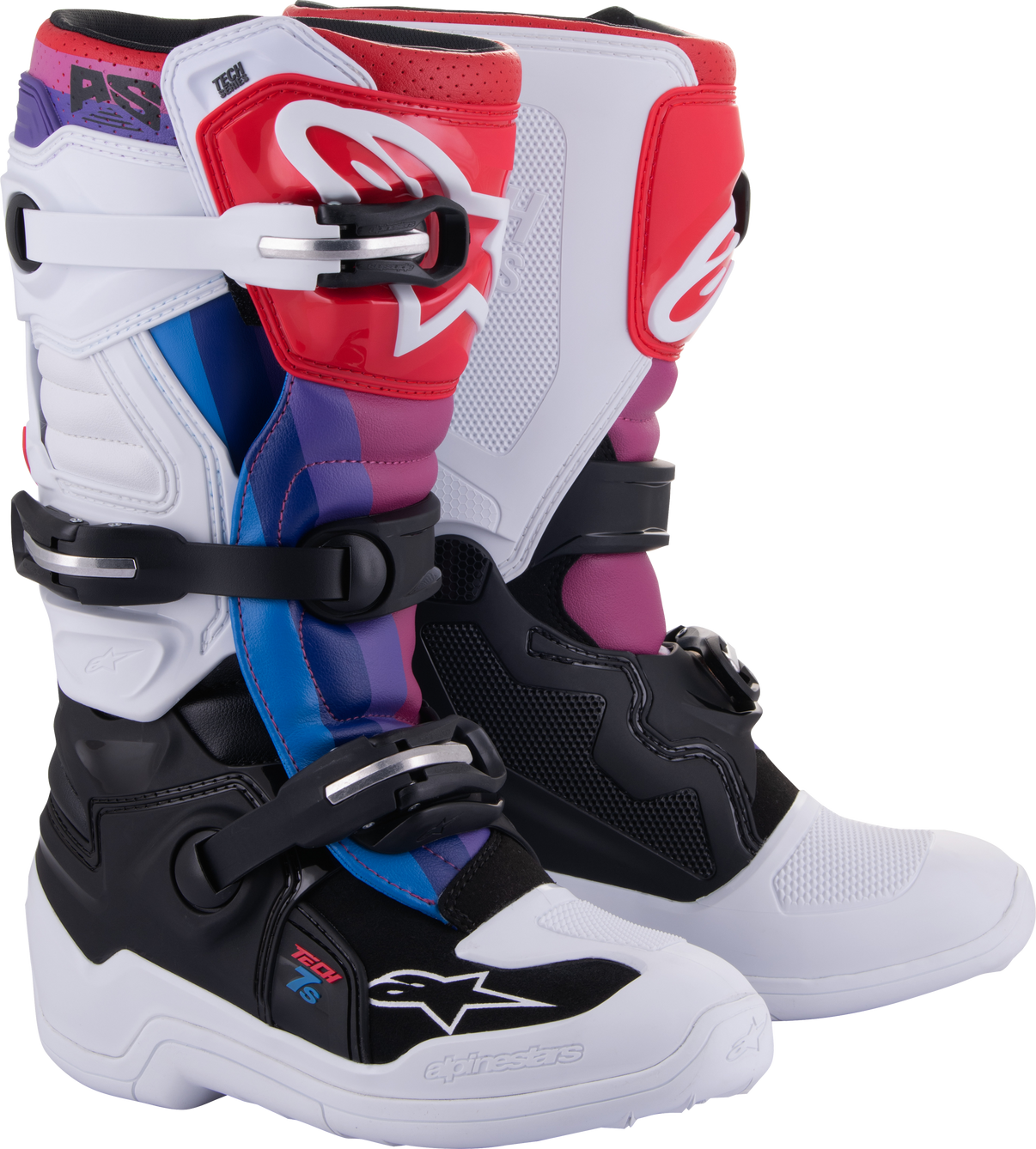 Tech 7s Boots Wht/Blk/Rainbow Sz 8