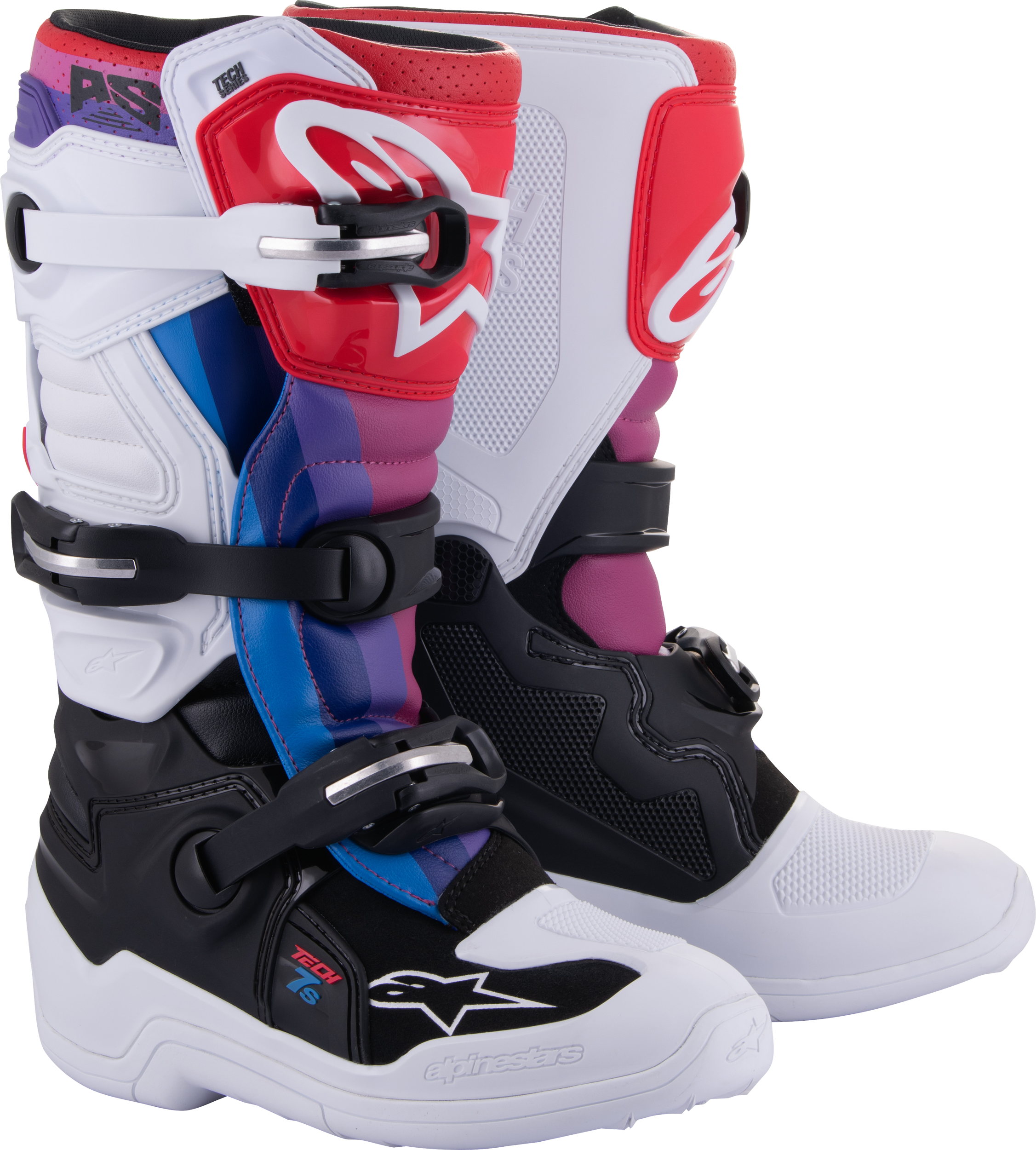 Tech 7s Boots Wht/Blk/Rainbow Sz 2