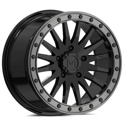 Valor V06 Beadlock Wheels + Maxxis Roxxzilla Tires (Mounted Kit) – 15x8 | Fits UTVs with 5/4.5 Bolt Pattern