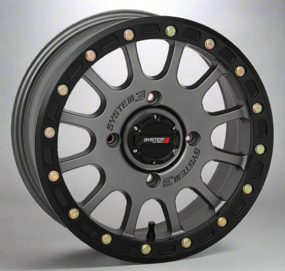 System 3 SB-5 Beadlock Wheels – Matte Black or Gunmetal | 14x7 & 15x7 | Fits Polaris, Can-Am, Honda UTVs