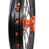 KKE 19"×1.6/16"×1.85 Spoke Kid's Big Wheels Rims Fit KTM SX 85 2003-2020 Orange Nipples & Black Spokes