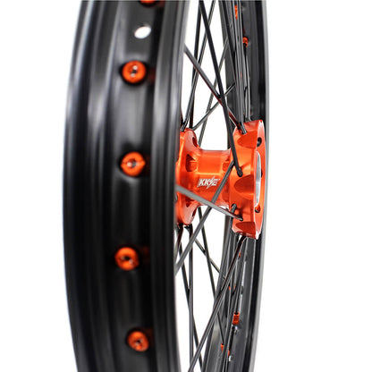 KKE 19"×1.6/16"×1.85 Spoke Kid's Big Wheels Rims Fit KTM SX 85 2003-2020 Orange Nipples & Black Spokes