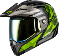 Md 74 Striker Modular Helmet W Gld Shld Blk/Slvr/Grn Mtlc Lg