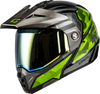 Md 74 Striker Modular Helmet W Gld Shld Blk/Slvr/Grn Mtlc Xl