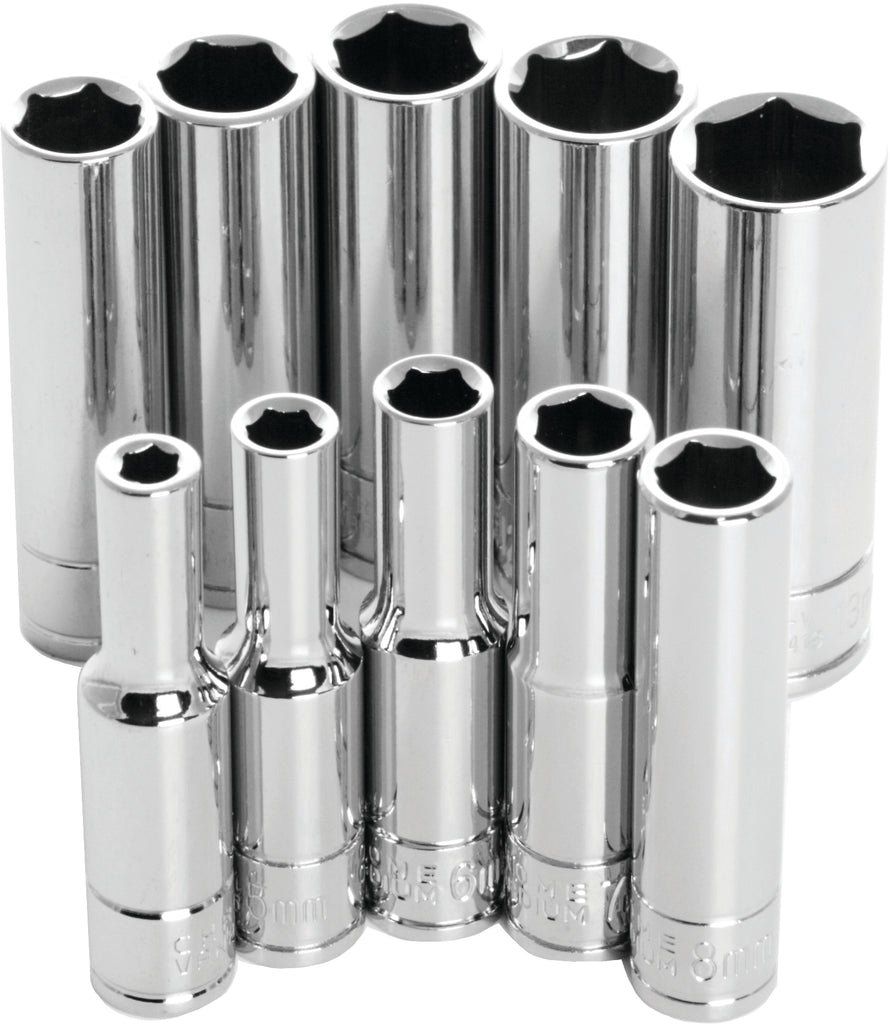 10 Pc 1/4" Met Socket Set Deep