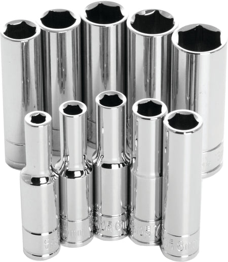 10 Pc 1/4" Met Socket Set Deep