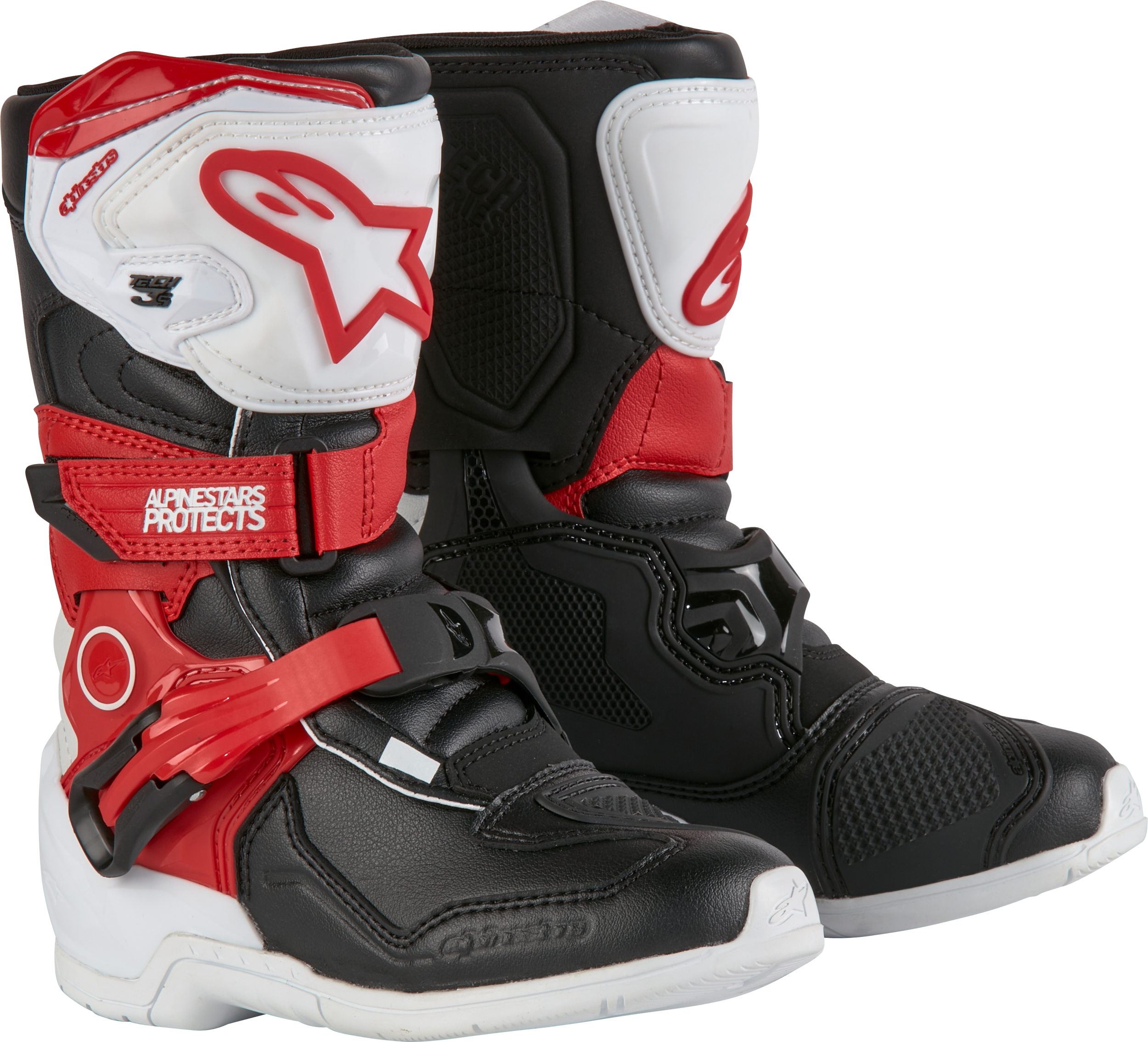Tech 3s Kids Boots White/Blk/Bt Red Sz 1