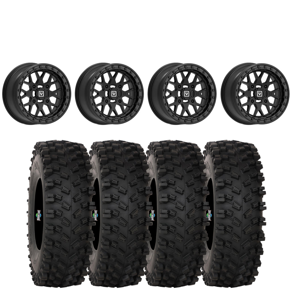 Valor Offroad V07 Satin Black Beadlock Wheels on System 3 ATX470 Tires – UTV Wheel & Tire Kit 4/137