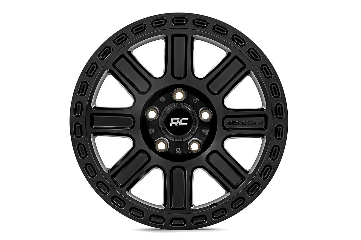 Rough Country 84 Series Wheel | One-Piece | Gloss Black | 15x8 | 5x4.5 | -19mm | 84150813