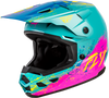 Fly Racing Kinetic Drip Youth Helmet - Turquoise/Pink/Yellow