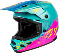 Fly Racing Kinetic Drip Youth Helmet - Turquoise/Pink/Yellow