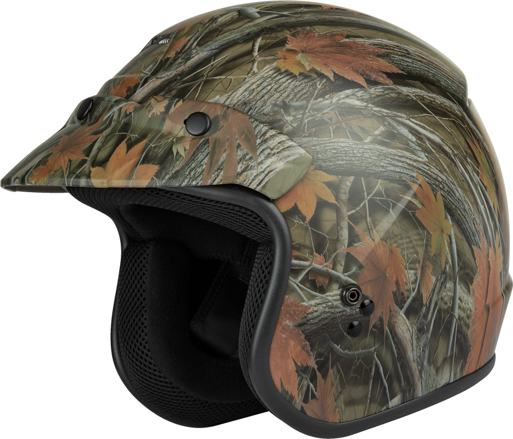 Of 2 Open Face Helmet Leaf Camo Lg