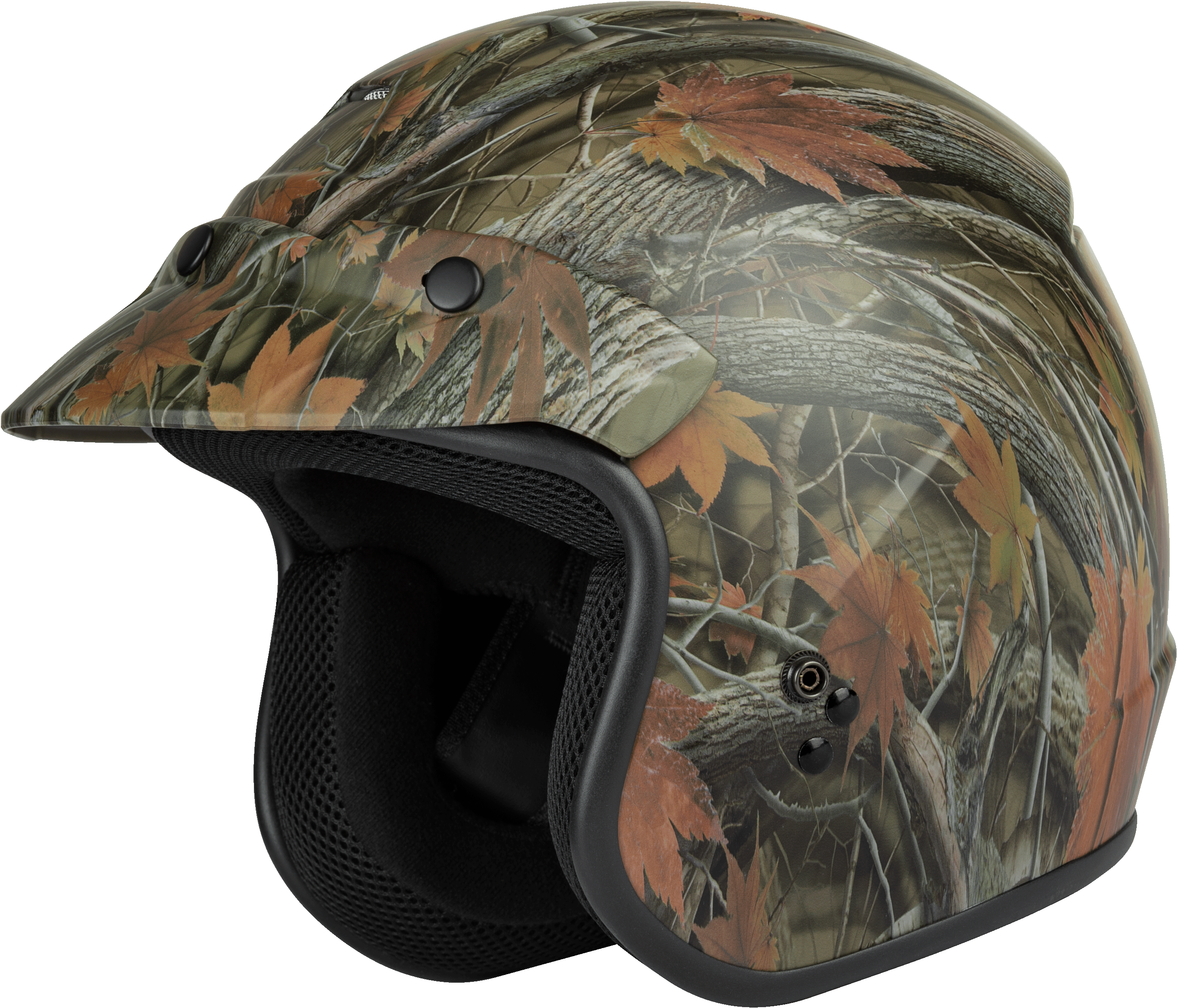 Of 2 Open Face Helmet Leaf Camo Lg