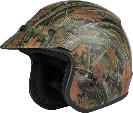 Of 2 Open Face Helmet Leaf Camo Lg