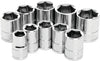 Performance Tool W38202 10 Piece 3/8" Metric Socket Set - Shallow Design