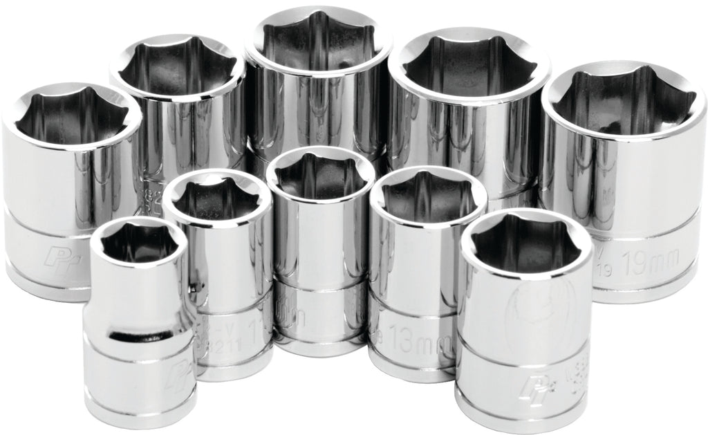 Performance Tool W38202 10 Piece 3/8" Metric Socket Set - Shallow Design