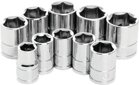 Performance Tool W38202 10 Piece 3/8" Metric Socket Set - Shallow Design