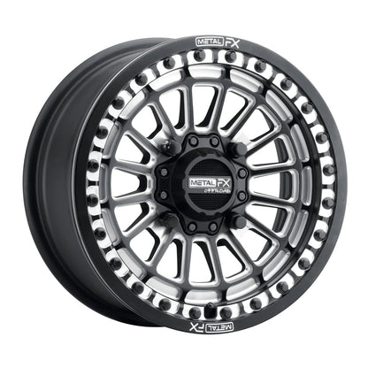 Metal FX Delta Beadlock (15x7) Black Contrast Cut on Journey Rock Poison tires – Pre-Mounted UTV Combo