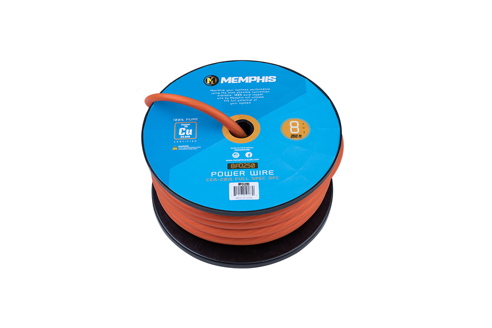 Memphis Audio | 8 Gauge Orange Wire 250 Ft. Spool