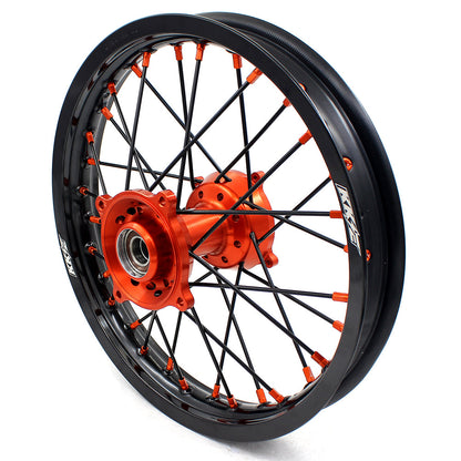 KKE 19"*1.6/16"*1.85 Big Kid's Wheels Rims Set For KTM SX85 2021 2022 2023 2024 Orange Nipples & Black Spokes