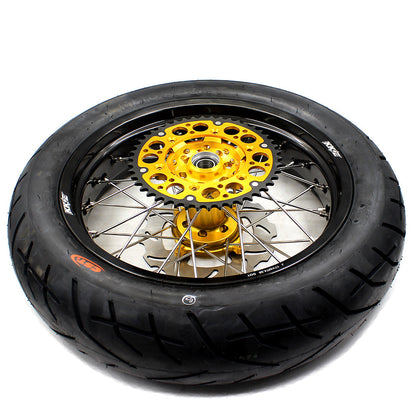 KKE 3.5 & 4.25*17inch Supermoto Rims Tires for SUZUKI RMZ250 2007-2025 RMZ450 2005-2025 Gold