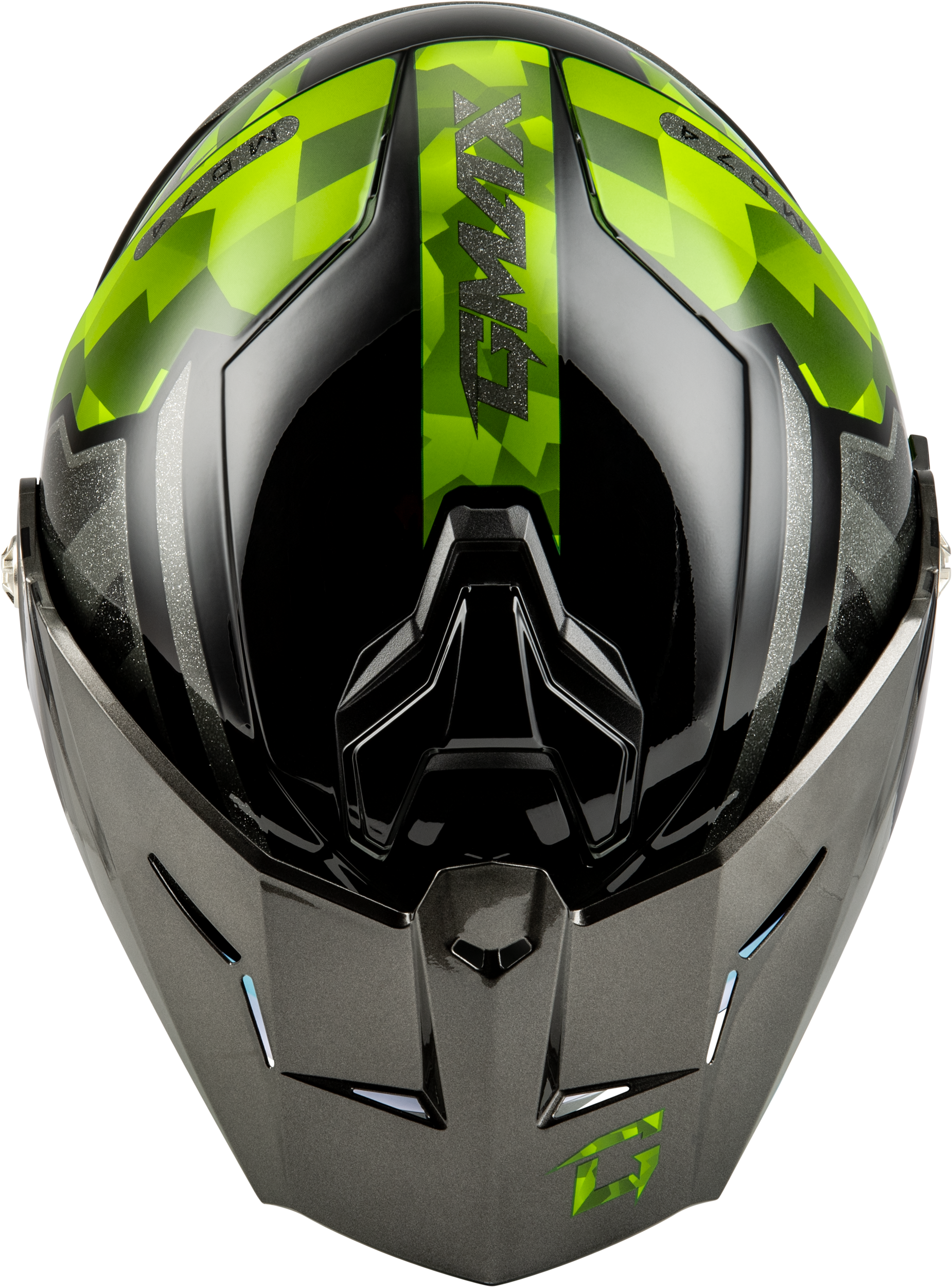 Md 74 Striker Modular Helmet W Gld Shld Blk/Slvr/Grn Mtlc Lg