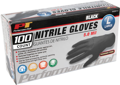 PERFORMANCE TOOL W89012 Nitrile Gloves Large - Pack of 100