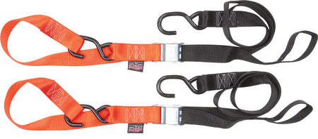 Tie Down Cam S Hook Soft Tye 1.5"X6' Black/Orange Pair