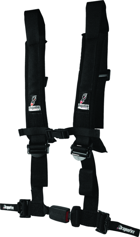 DragonFire Racing Harness H-Style- 4-Point- EZ-Adjust- 2in Buckle- Black