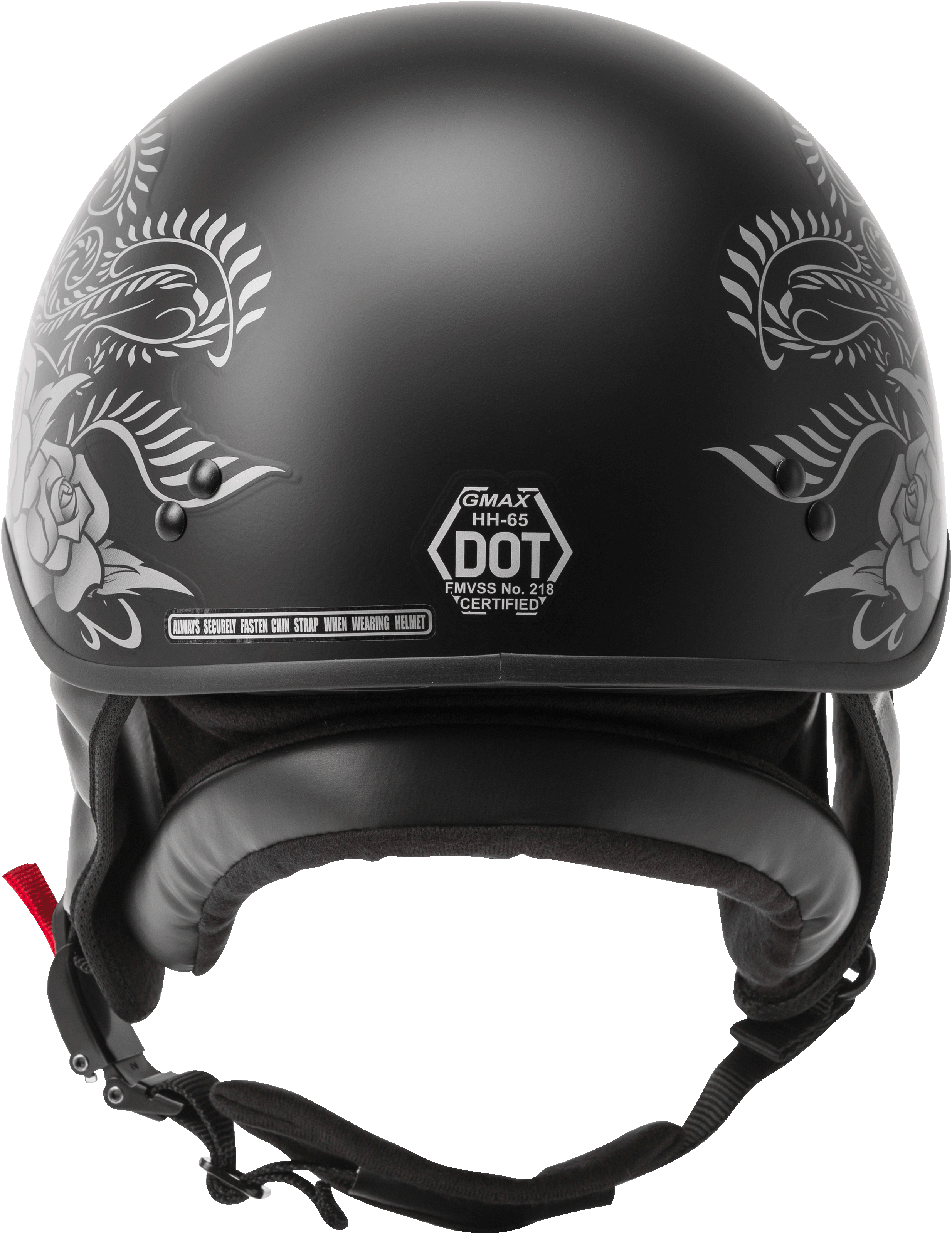 Hh 65 Half Helmet Rose Naked Matte Black/Silver Lg