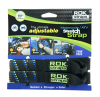 ROKSTRAPS Motorcycle Strap ROK10001 - Black/Blue/Green 18" to 60" Adjustable Cargo Straps