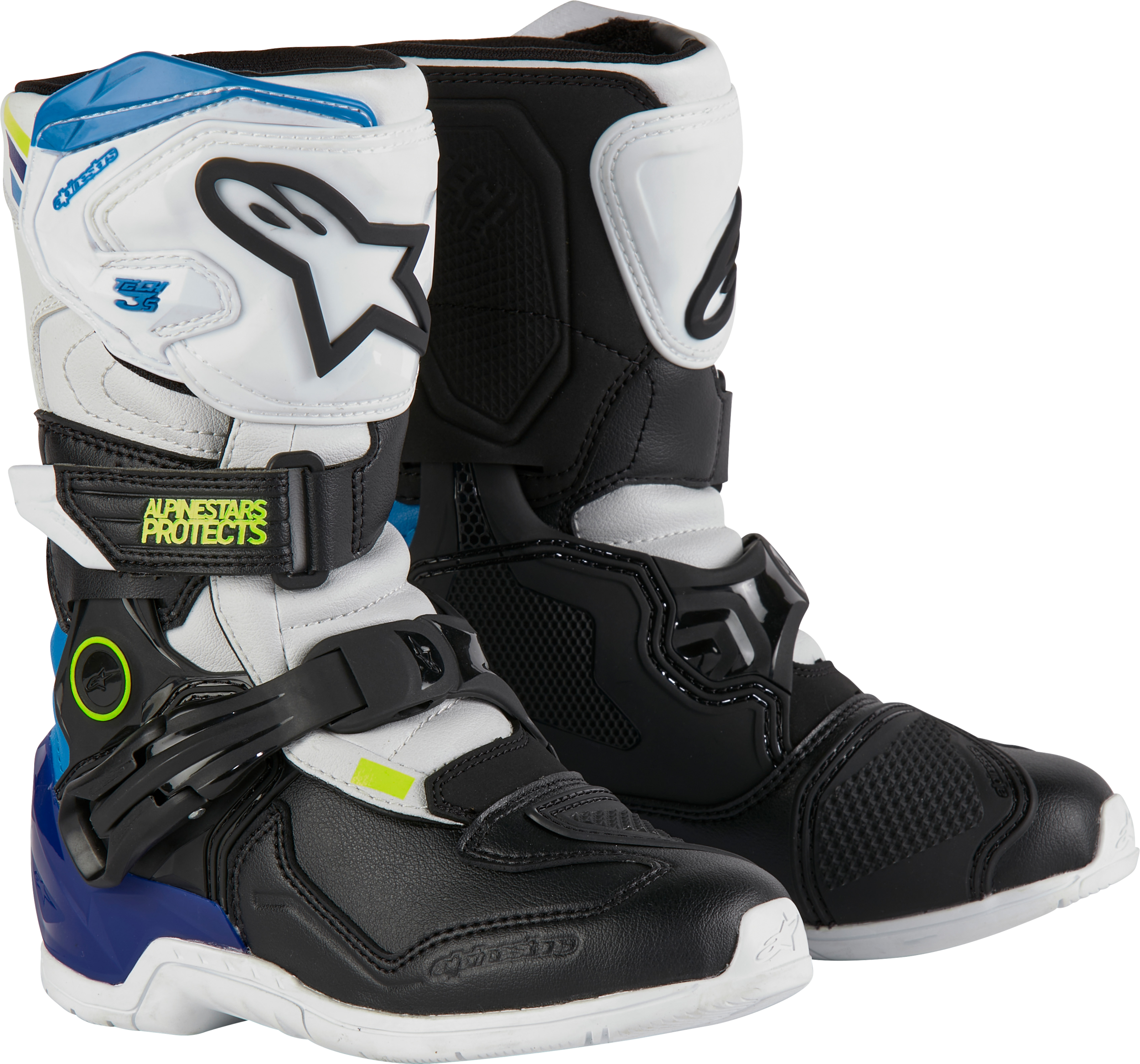 Tech 3s Kids Boots Wht/Blk/Enamel Blue Sz 1